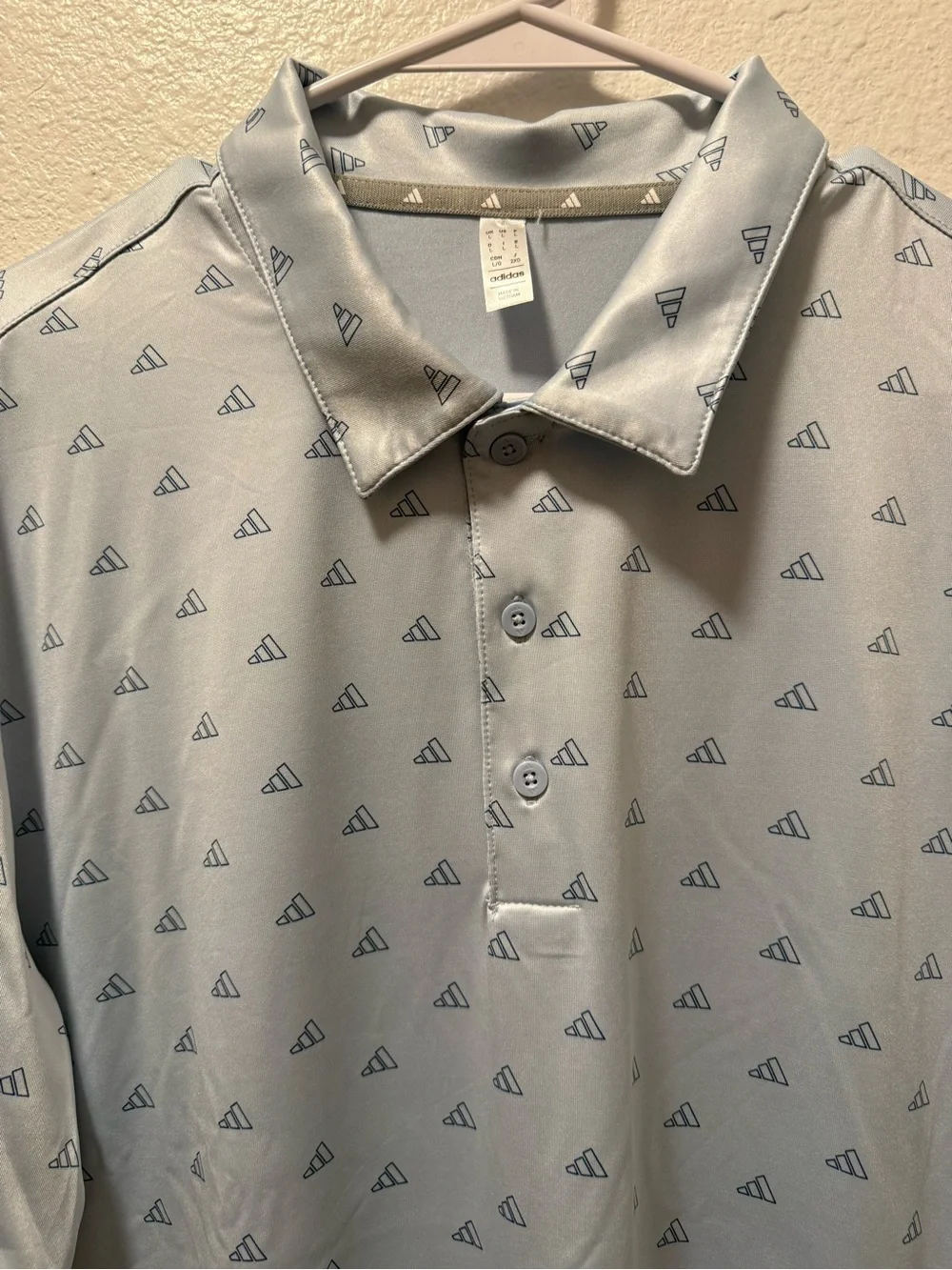 Adidas Men’s Wonder Blue Ultimate 365 Performance Polo. Printed Pattern. Large
